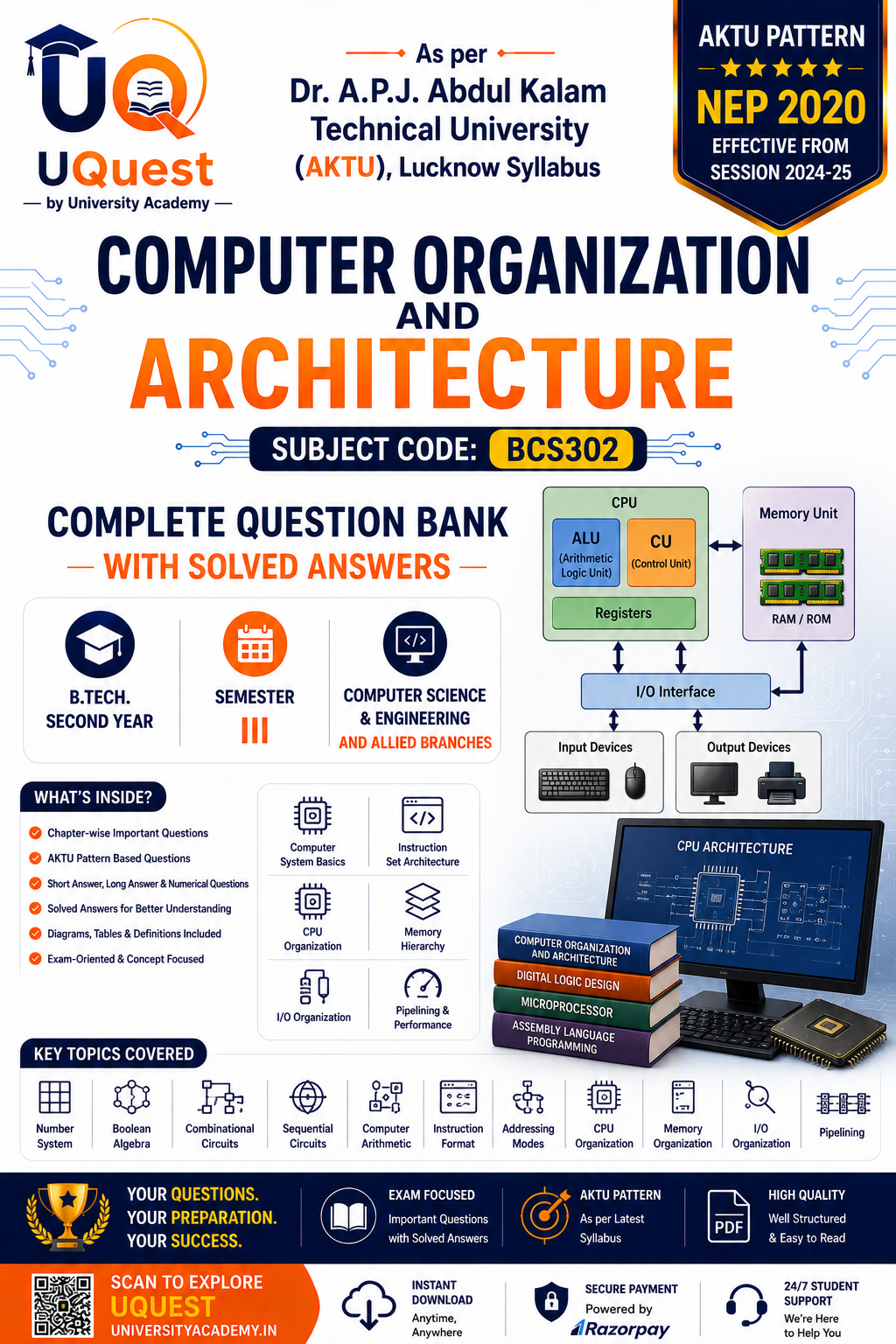 Cover of AKTU Computer Organization Architecture BCS302 Question Bank