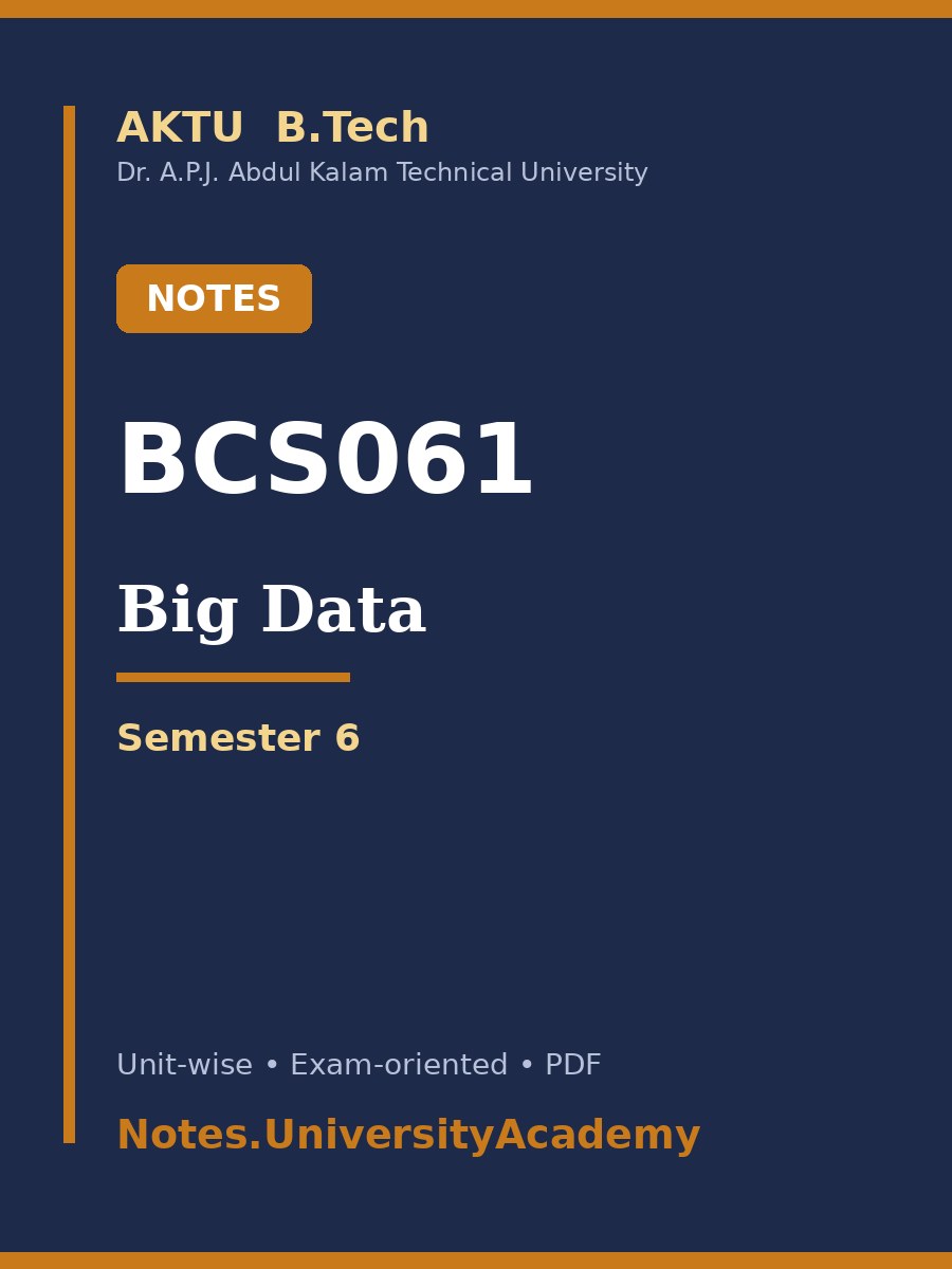 Cover of AKTU Big Data (BCS061) Notes & Study Material PDF – B.Tech 3rd Year Sem 6
