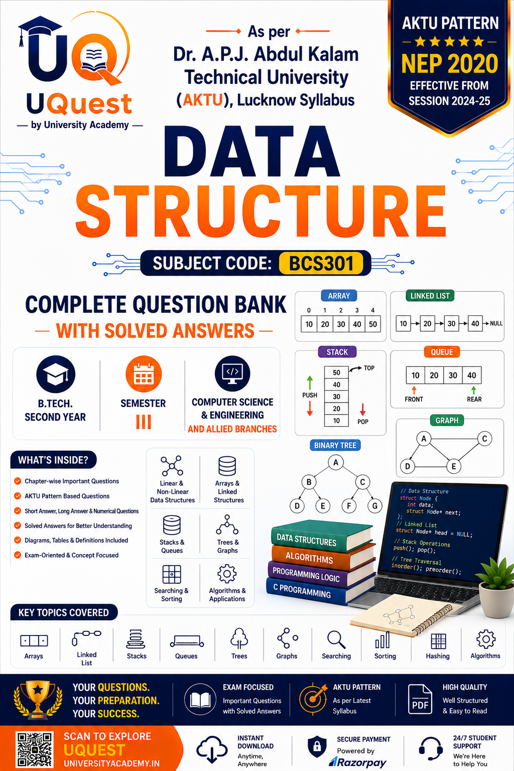 Cover of AKTU Data Structure BCS301 Question Bank
