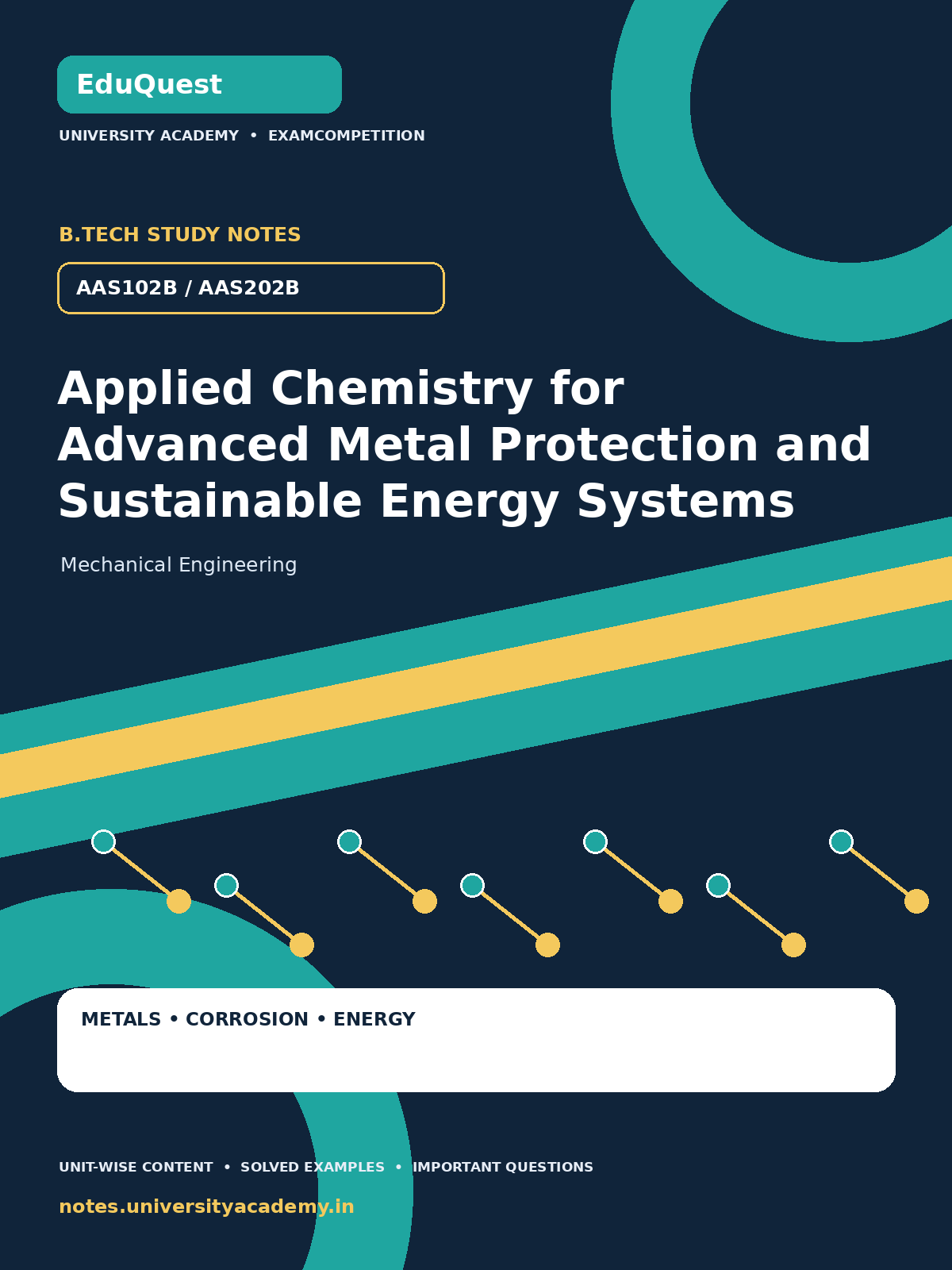Cover of AKTU B.Tech. AAS102B / AAS202B Applied Chemistry for Advanced Metal Protection and Sustainable Energy Systems Complete Unit-Wise Notes