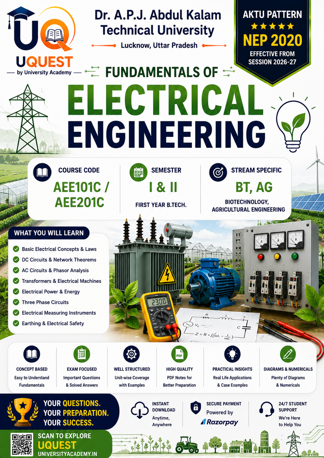 Cover of AKTU AEE101C_AEE201C Fundamentals of Electrical Engineering QuestionBank