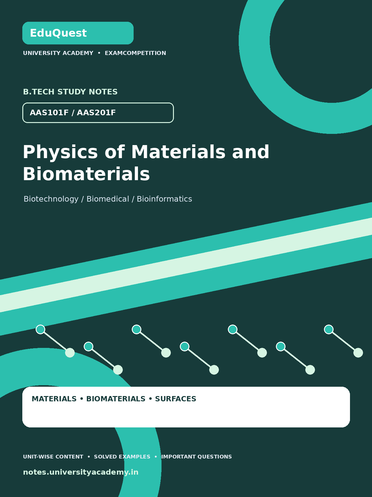 Cover of AKTU B.Tech. AAS101F / AAS201F Physics of Materials and Biomaterials Complete Unit-Wise Notes