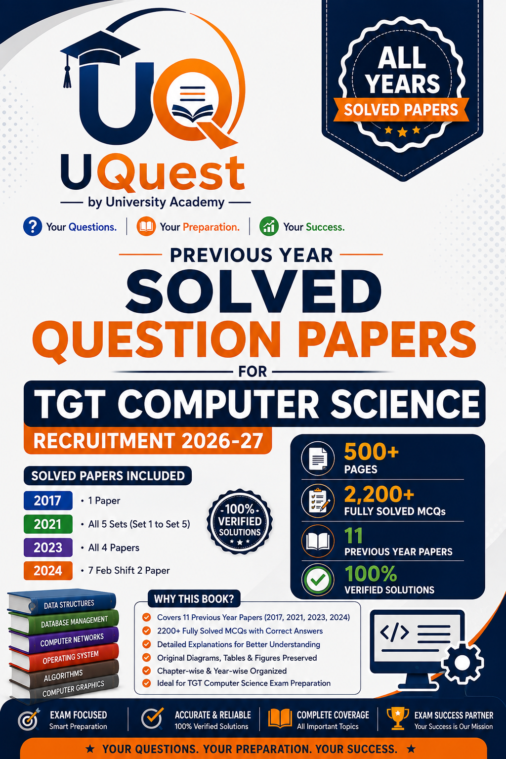 Cover of DSSSB TGT Computer Science Question Bank – Previous Year Solved Question Papers 2026-27