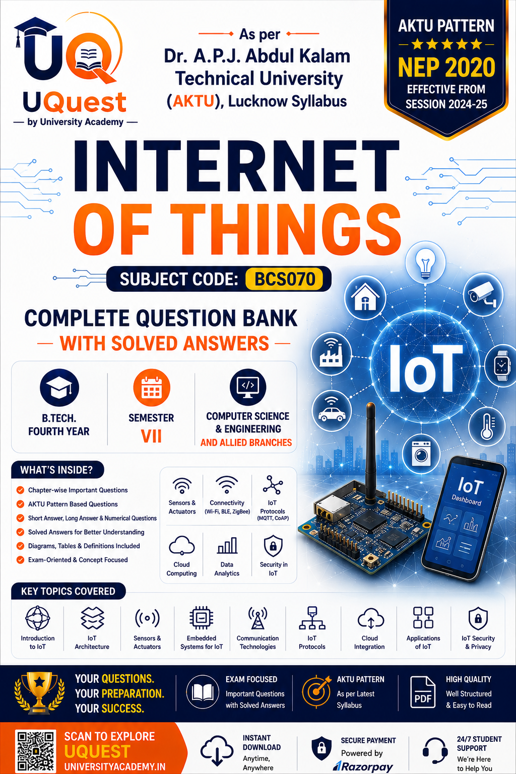 Cover of AKTU Internet of Things BCS070 Question Bank