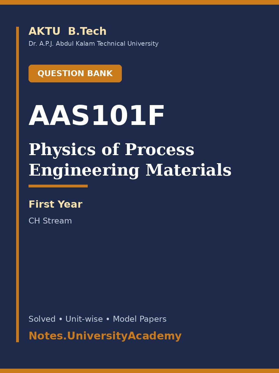 Cover of AKTU B.Tech. AAS101F / AAS201F Physics of Process Engineering Materials Solved Question Bank