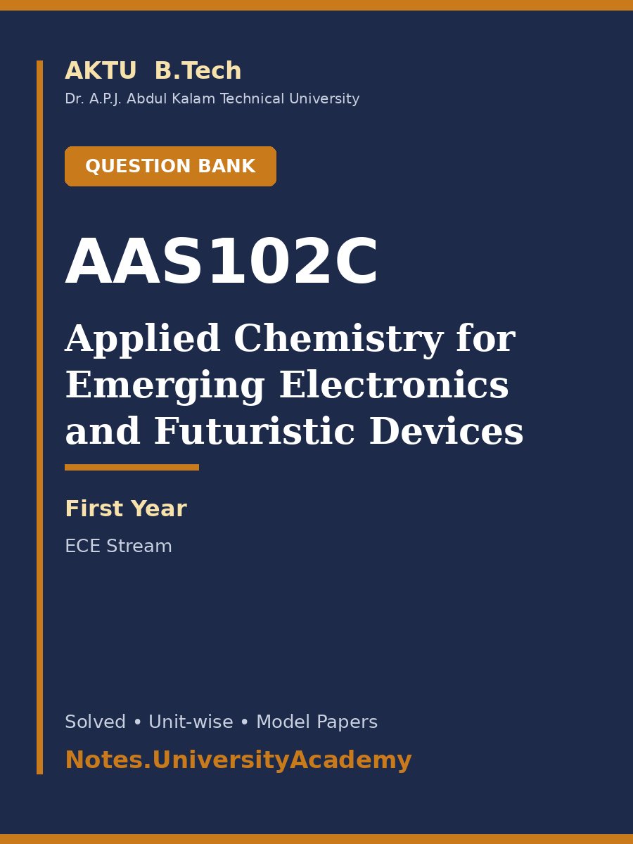 Cover of AKTU B.Tech. AAS102C / AAS202C Applied Chemistry for Emerging Electronics and Futuristic Devices Solved Question Bank