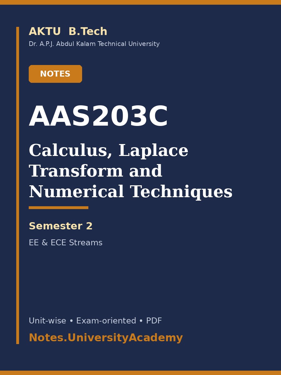 Cover of AKTU B.Tech. AAS203C Calculus, Laplace Transform and Numerical Techniques Complete Unit-Wise Notes