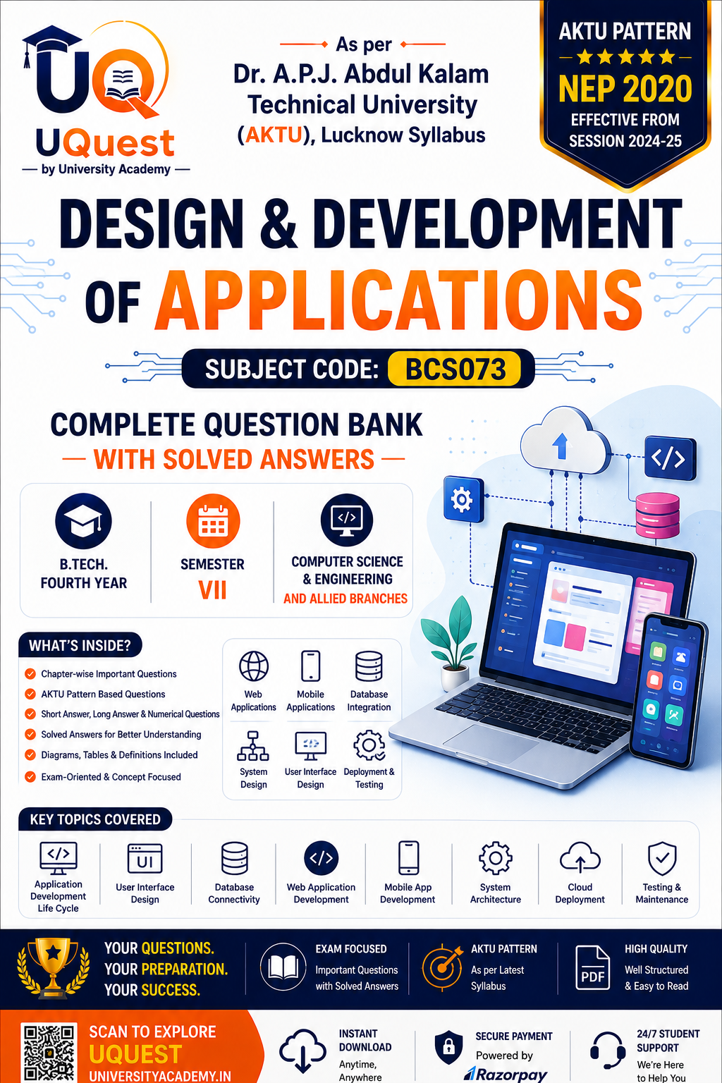 Cover of AKTU Design and Development of Applications BCS073 Question Bank