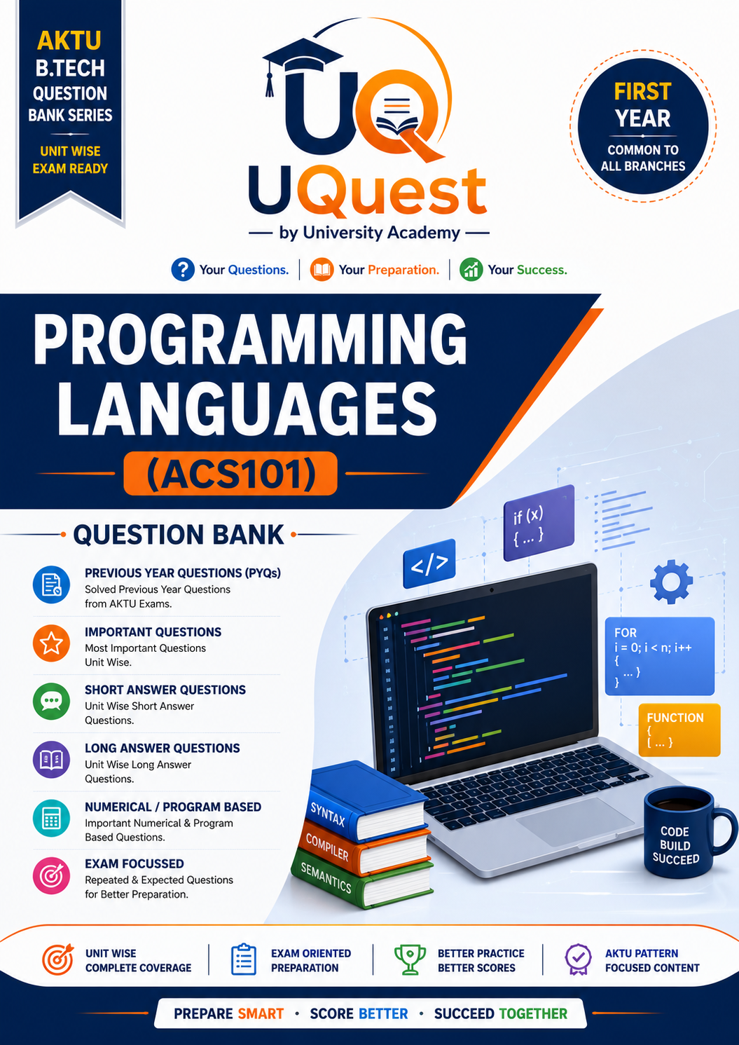 Cover of AKTU ACS101 Programming Languages Question Bank